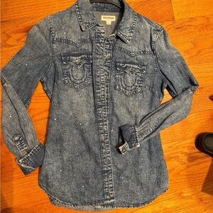 True Religion Blue Denim Button-Up small